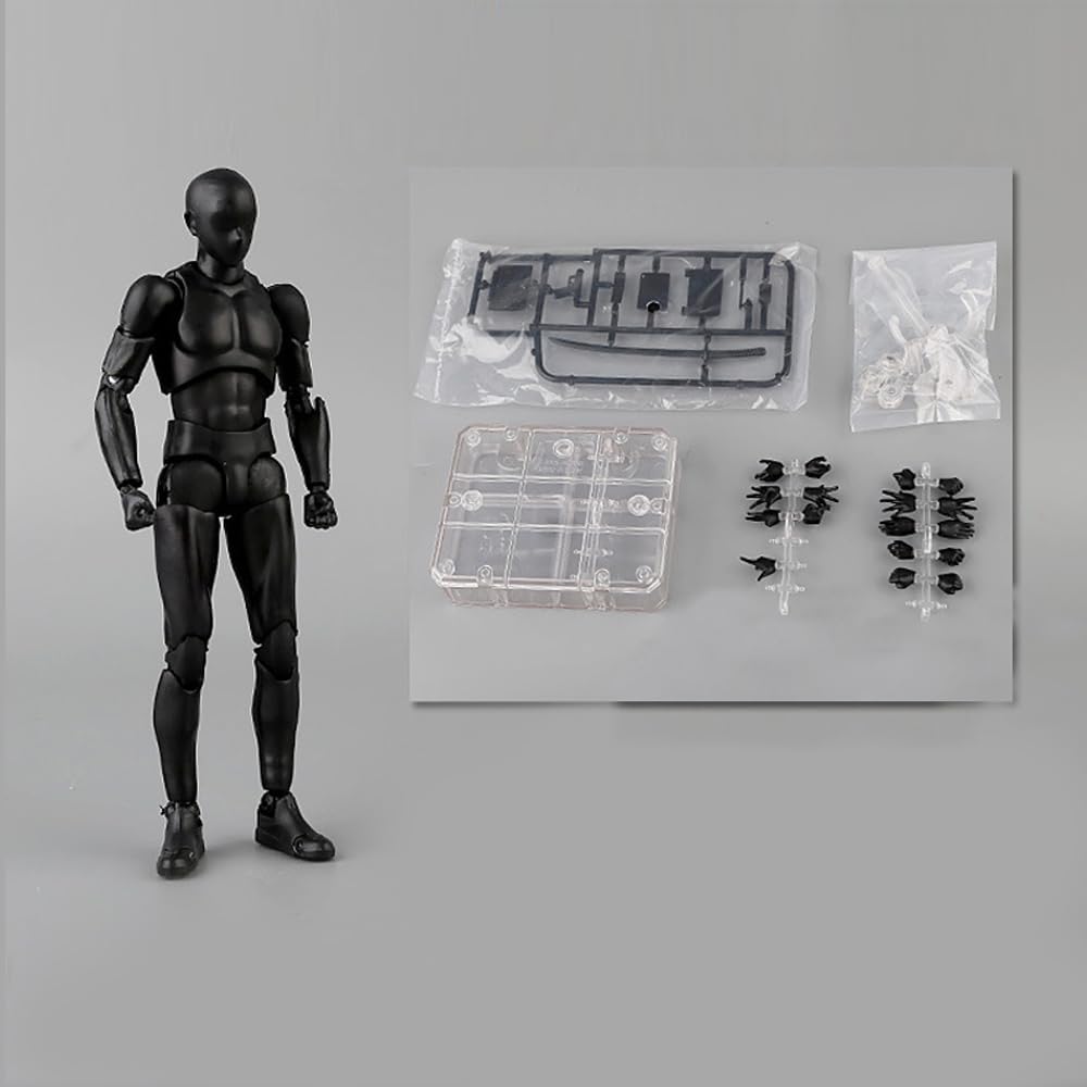 Artists Manikin Art Mannequin Figures Supplies Drawing Tools,Small Drawing Figure Model for Sketching,Painting,Action Figure Set(Black,Male)