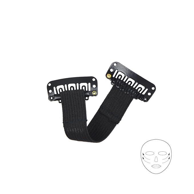 4 Pcs Facelift Bands with Clips Invisible Face Stretching Lifting Strap Adjustable Elastic Band Face Slimming Band (11cm Black Single Bands)