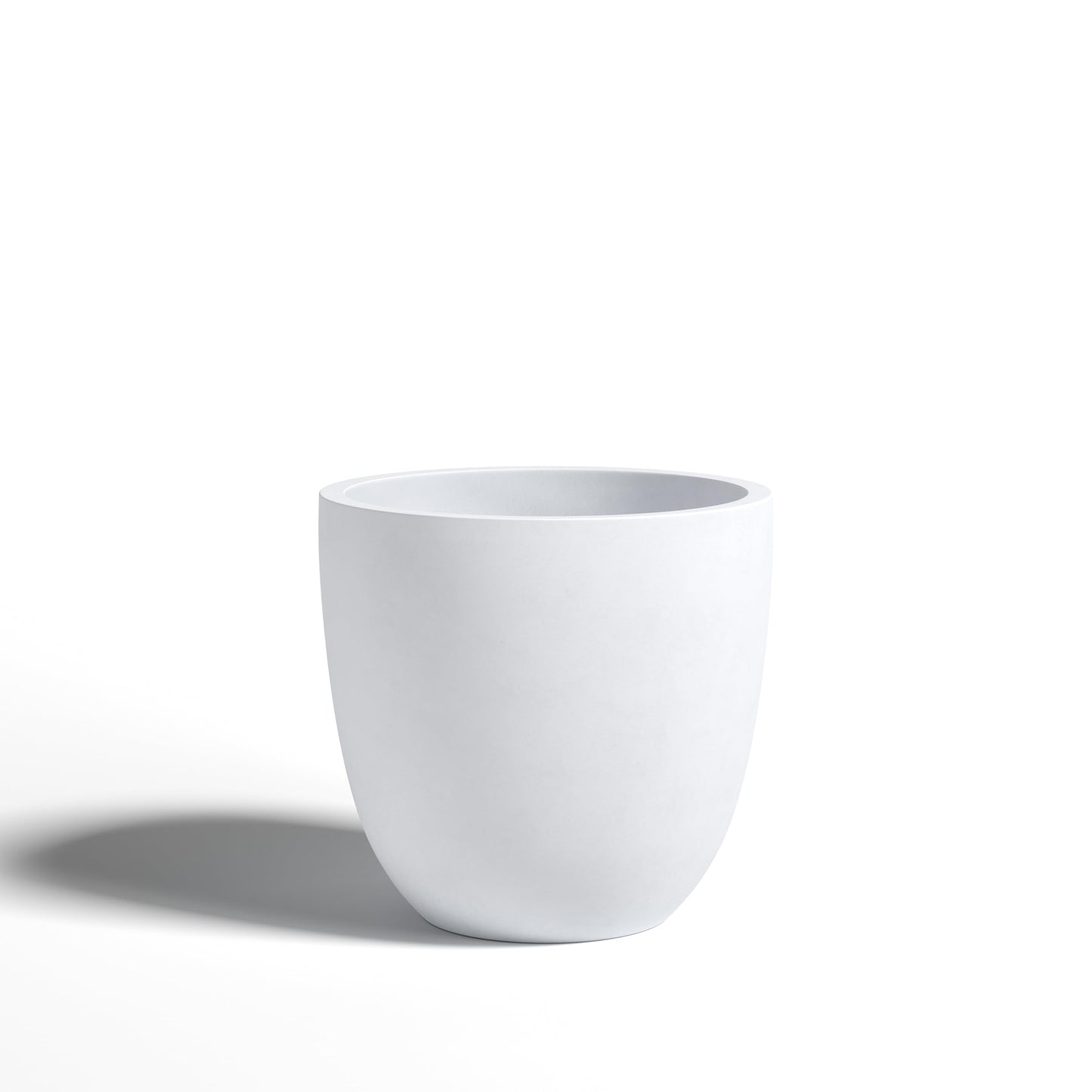 DTY Mount Yale 15.7" D x 15" H (Pot Opening 12.2") Fiberstone Planter with Drainage Hole, Weather Resistant for Indoor and Outdoor, 2 Extra Coco Mats - White, Medium