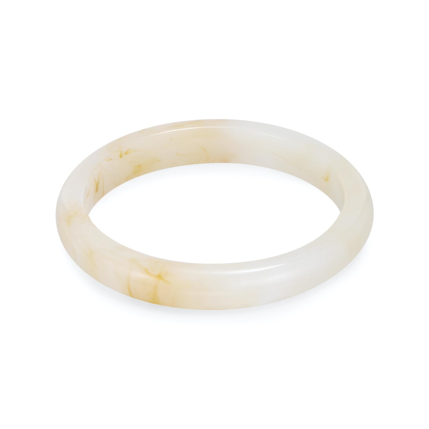 HUAYUNFANG Cream Acrylic resin Bracelet for Women Thin Translucent Resin Bangle Beige Acetate Mottled Wristbands Bracelets Minimalist Jewelry