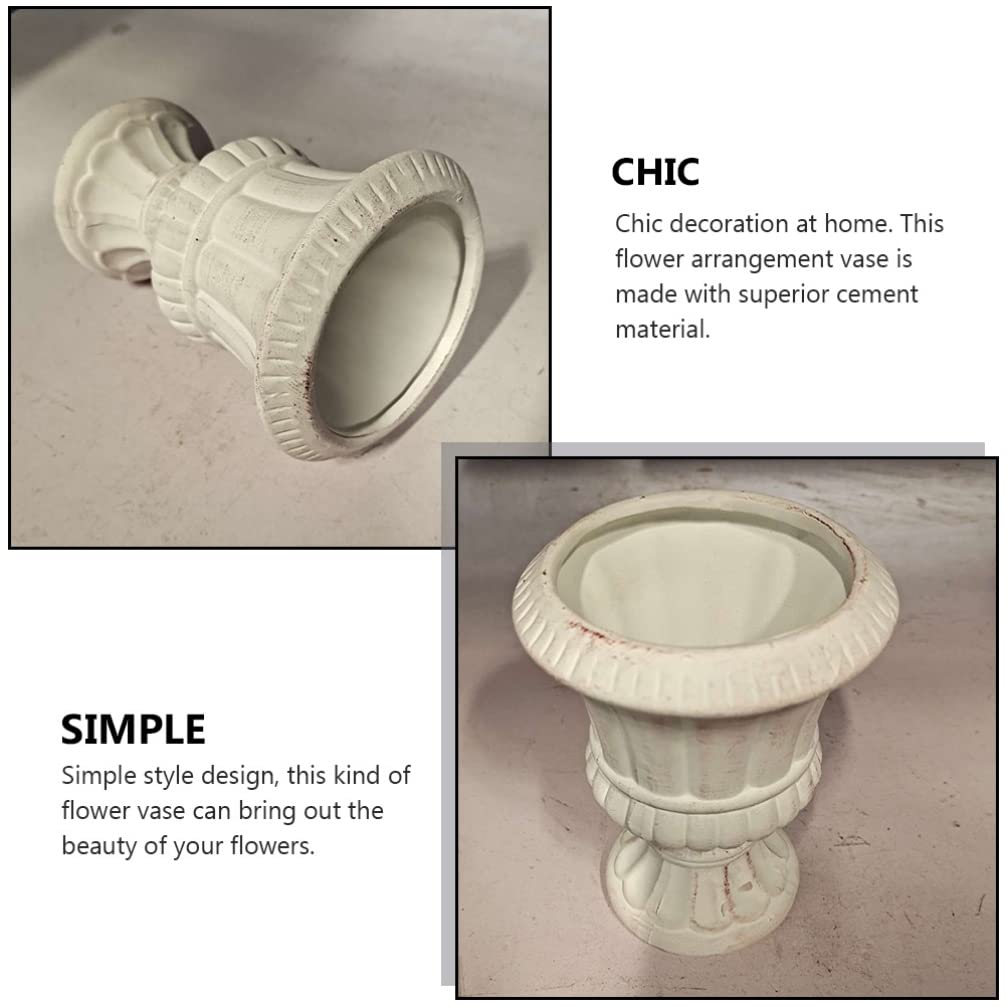 Cabilock Cement Vase Flower Pot Decorative Garden Urn Set Modern Style Plant Container