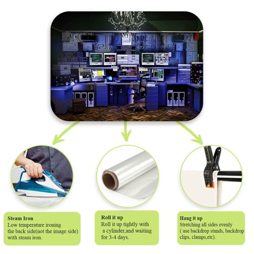 7x5ft Office Backdrop Retro Computer Photo Backdrop Hacker Room Background for Monitoring Room Decorations Photo Booth Props Supplies YUNBDJ557