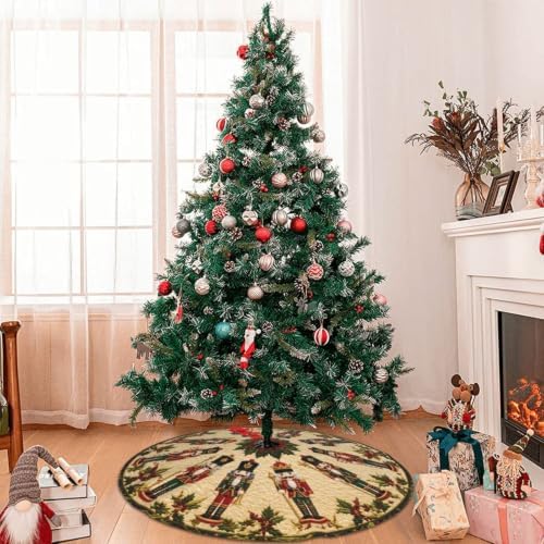 Christmas Nutcracker Christmas Tree Skirt Xmas Tree Skirt, Winter Christmas Tree Mat for Home Party Holiday Indoor Outdoor Decorations