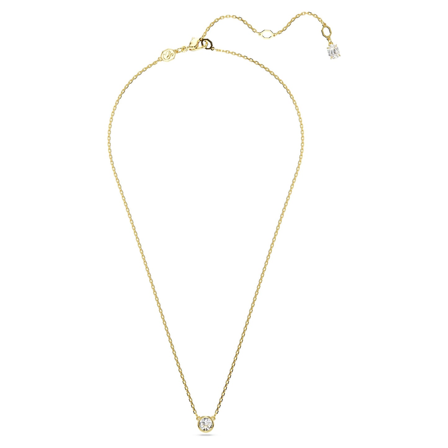 Swarovski Imber Pendant Necklace, Clear Round-Cut Crystal in a Gold-Tone Finished Puffy Bezel Setting, Part of the Imber Collection