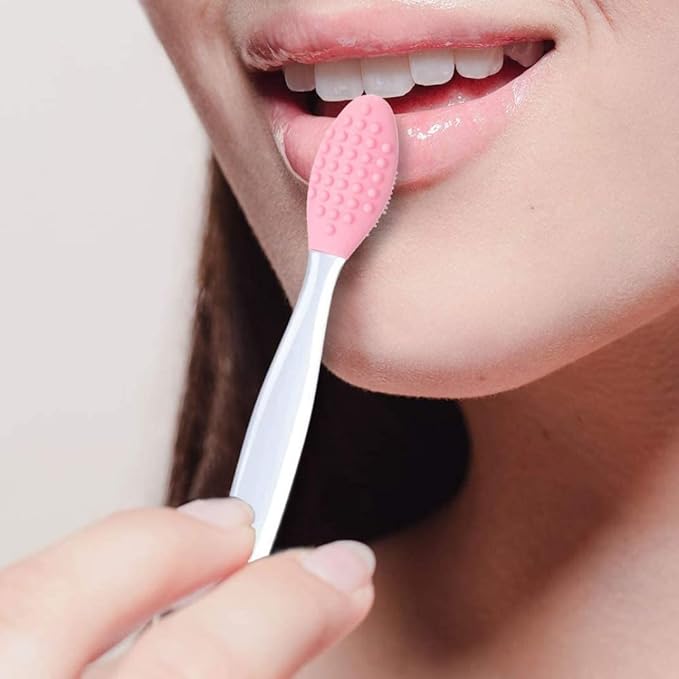 Exfoliating Lip Brush, Silicone Lip Brush Double Sided Nose Scrubber Soft Manual Blackhead Cleaner 2PCS, Soft Cleaner