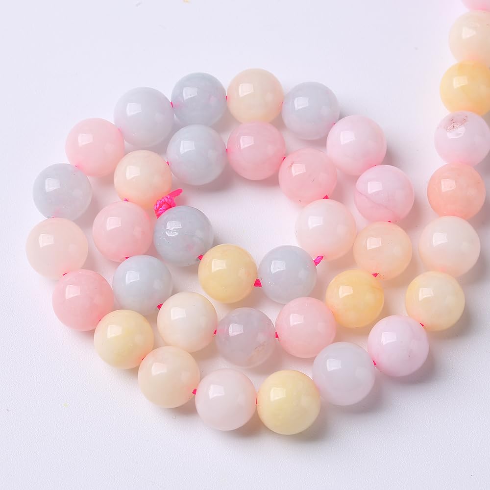 45pcs 8mm Natural Stone Morganite Beads Round Loose Beads for Jewelry Making DIY Bracelets Necklaces Crystal Energy Healing Stone Beads 15" (8mm, Morganite)