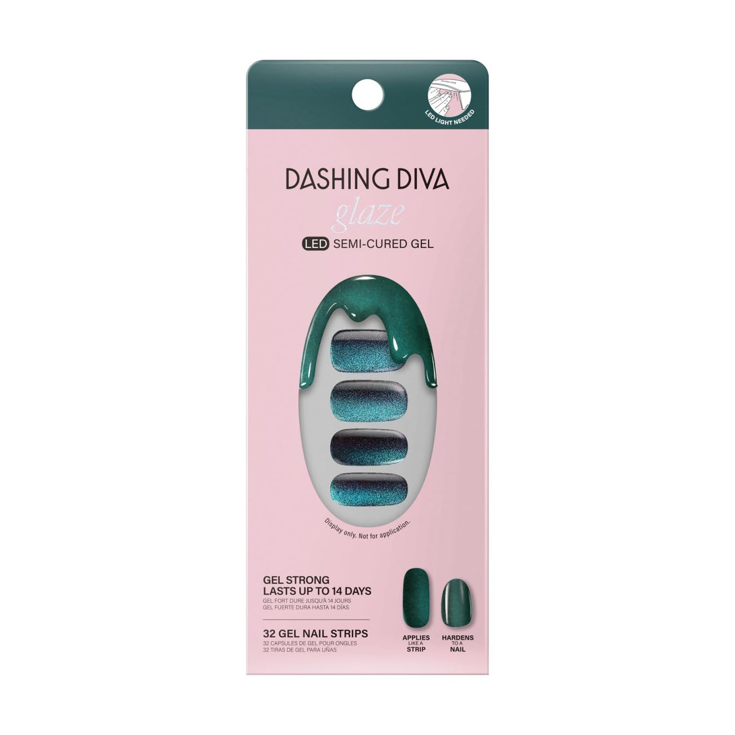 Dashing Diva Glaze Nail Strips - Stone Cold | Works with Any LED Nail Lamp | Long Lasting, Chip Resistant, Semicured Gel Nail Strips | Contains 34 Salon Quality Nail Wraps, 2 Prep Pad, 1 Nail File