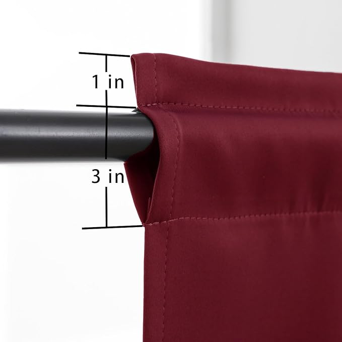 Pickluc Rod Pocket Tier Curtain - Half Blackout Curtain for Kitchen, Bathroom, Cabinet, Basement, 42 Inches Wide and 24 Inches Long, Burgundy Red, 2 Panels