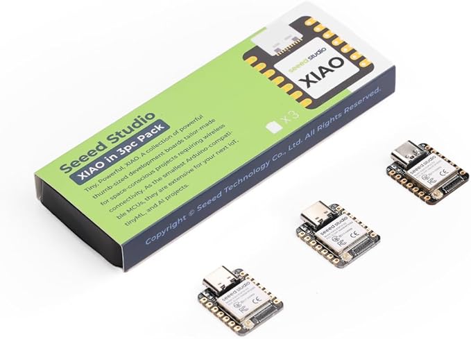 XIAO ESP32S3 3PCS Pack- 2.4GHz WiFi, BLE 5.0, 8MB PSRAM, 8MB Flash, Dual-core, Battery Charge Supported, Power Efficiency and Rich Interface, Ideal for Smart Homes, IoT, Wearable Devices, Robotics.