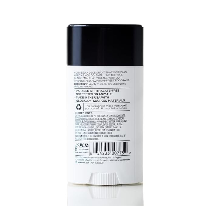 No. 024 Mens Deodorant 2.5 oz, Natural Deodorant for Men, Aluminum Free Stick, Made with Coconut Oil, Shea Butter & Jojoba, Only No-Nonsense Ingredients, Fresh & Woodsy Scent