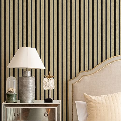 myforHD Wallpaper Peel and Stick Wood Grating Stripe Self-Adhesive Wallpaper Faux Wood Contact Paper Wood Slats Self Adhesive Wall Paper PVC Vinyl Film Removable Waterproof (Wood B, 17.3" x 236") - color: Wood B, size: 17.3" x 236.2"