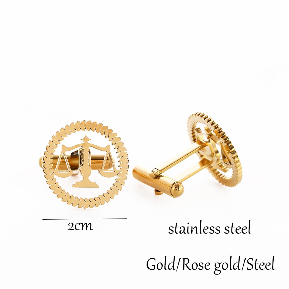Metal Balance Badges Suit Brooch Libra Scales Brooches For Men (silver pin+tie clip+ cuff-link)