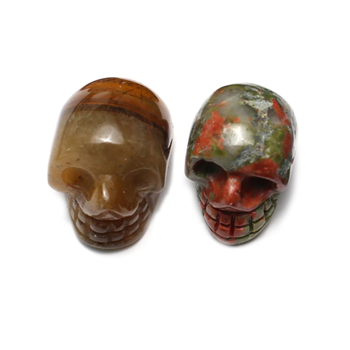 LHJ 7 Pcs Natural Stone Ornaments Crystal Décor Stone Figurines Carved Healing Statue Home Table Sculpture Skull Decoration for Women Men Gift