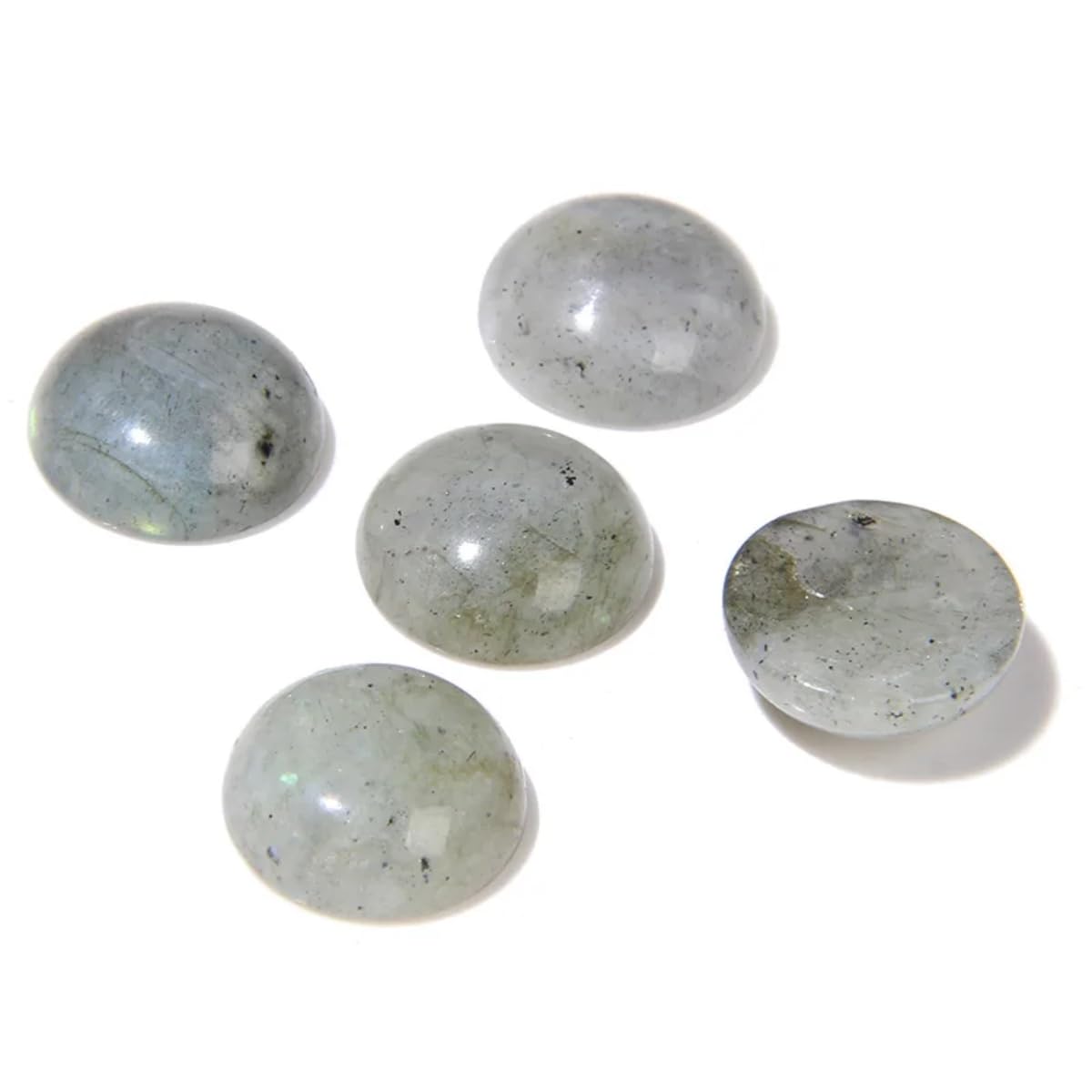 20pcs 16mm Natural Stone No Hole White Labradorite Semicircle Smooth Cabochons Beads Healing Chakra Crystal Stone Bead for Jewelry Making Rings Earrings Necklace Bracelet DIY Crafts
