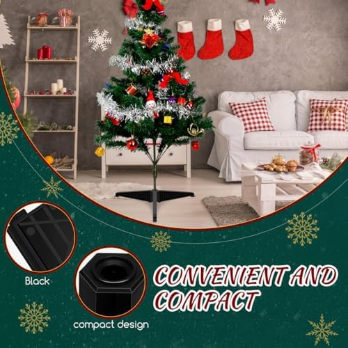SEWACC Small Christmas Tree Stand, Plastic Christmas Tree Base Holder, Artificial Trees Pole Support, Black, 21.77 x 21.77 x 2.71 Inch