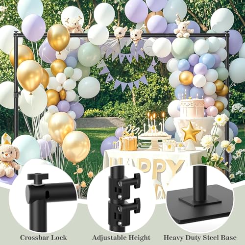 Backdrop Stand 10x10 ft Adjustable Photo Backdrop Stand Kit, Heavy Duty Pipe and Drape Photography Background Support with Flat Metal Base for Wedding, Party, Video Studio, Birthday, Black