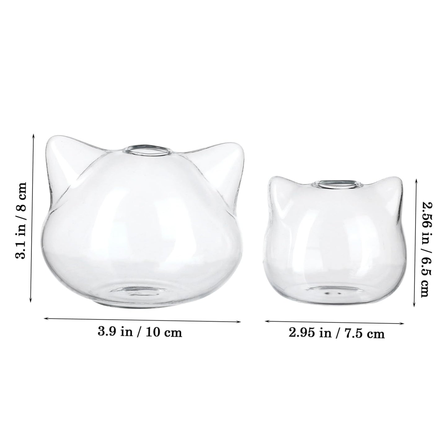 HAKIDZEL 2pcs Cat Shaped Glass Terrarium Vases for Hydroponic Plants Delicate Home Flower Vase with Smooth Design Cute Decorative Containers for Desktop and Coffee Table Display