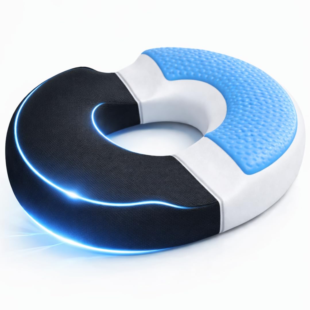 AnboCare Donut Gel Sitting Pillow - Orthopedic Memory Foam for Tailbone Pain, Hemorrhoid, Bed Sores, Postpartum, Prostate, Coccyx & Sciatica Pain