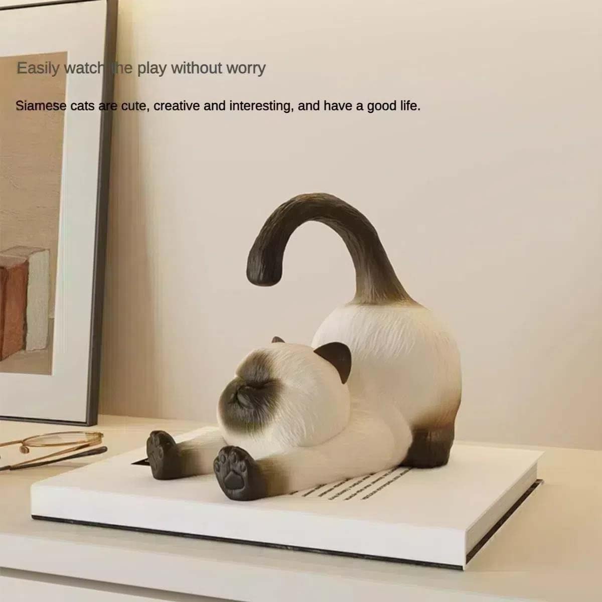 KQCQZ Creative Cute Siamese Cat Phone Holder iPad Stand House Decor and Office Desk Accessory, Birthday Gift for Girls (Cat)