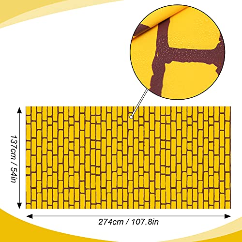 Chuangdi 3 Pieces 4.5 x 9 Feet Yellow Brick Costume Wizard Backdrop Princess Decorations Decal Wall Backdrop Brick Wallpaper for Halloween Wizard Princess Cosplay Decorations Supplies