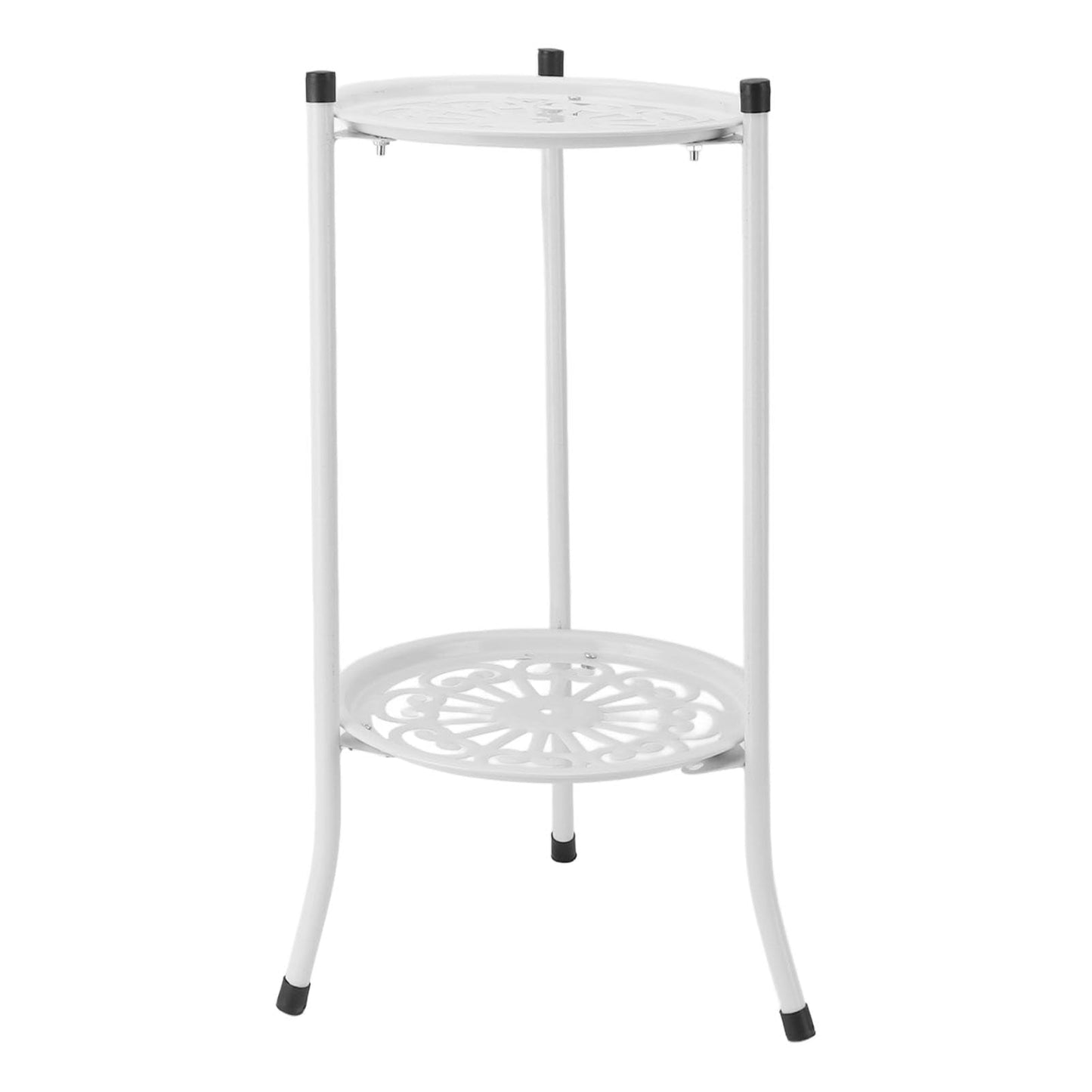 Mingzhe Iron Multifunctional Flower Rack Flower Shelf Balcony Entryway Garden 2 Tier Plant Stand (White)