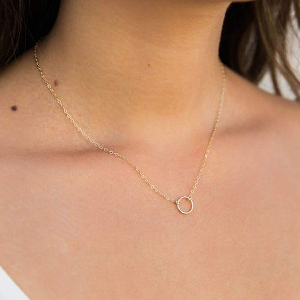 Dainty Layering Simulated Pearls Necklace Circle Necklace Simple Delicate Handmade Y Pendant Necklaces for Women