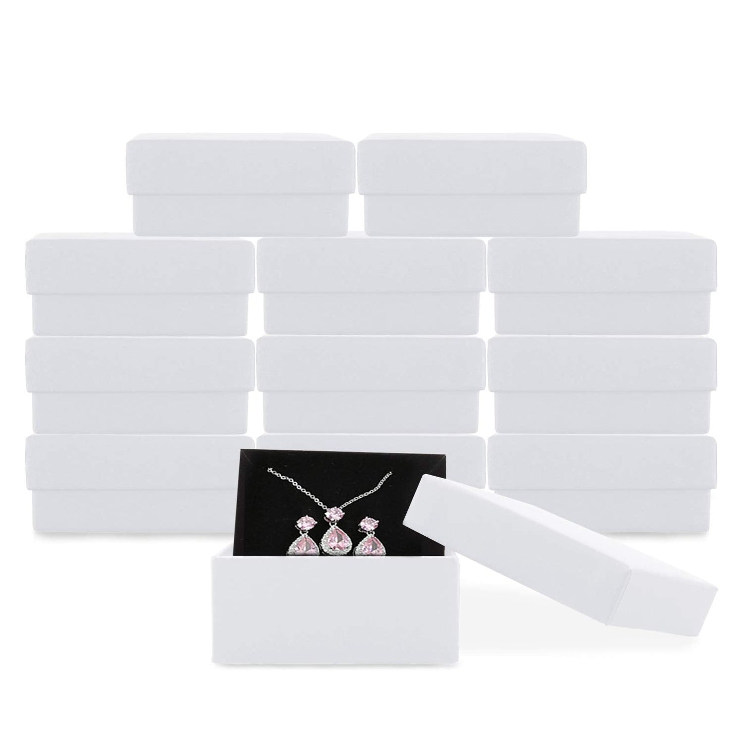 Coobbar Necklace Earring Ring Box Gift Box,12 Pieces Square Cardboard Jewelry Gift Boxes,Cotton Filled Cardboard Paper Jewelry Box Gift Case (2.75x2.75x1 Inches) (White)