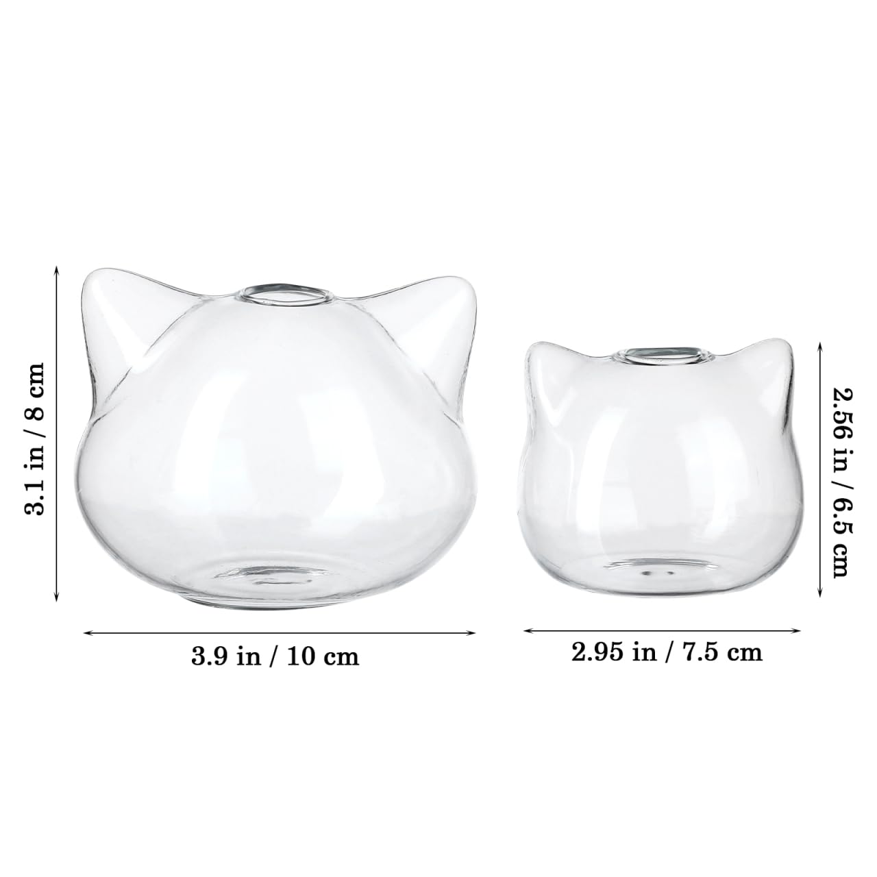 BESTOYARD 2pcs Cat Shape Glass Hydroponic Vases Decorative Floral Art Holder Small Green Plant Container for Home Office Desktop