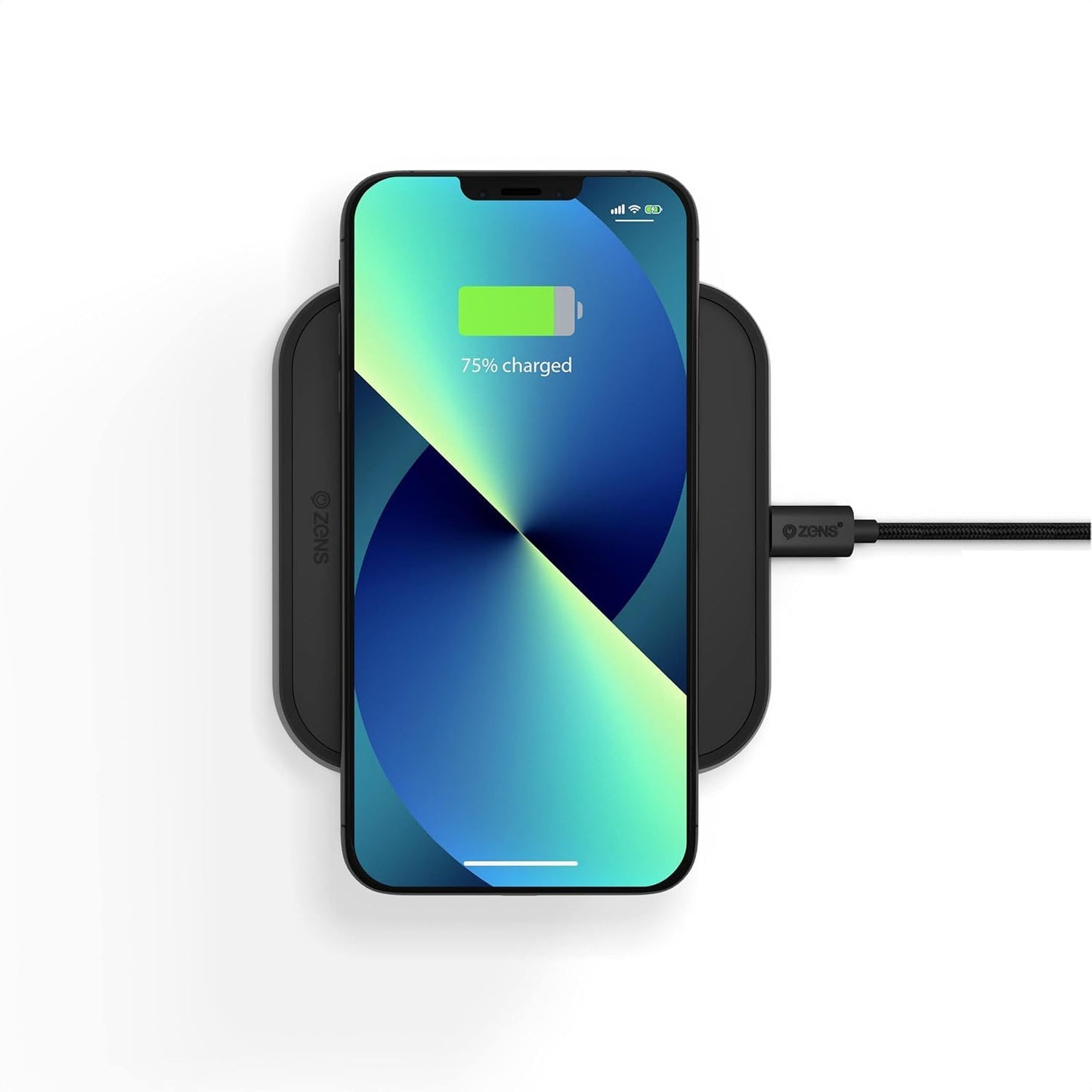 Zens Qi Certified Aluminium Wireless Charging Pad, Supports Fast Wireless Charging up to 10 Watts - Works with All Qi-Enabled Devices