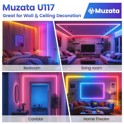 Muzata 10Pack 6.6ft/2M Plaster in LED Channel Trimless Recessed LED Strip Diffuser Channel Spotless Deeper Wider for Drywall Ceiling Wall U117 WW 2M - size: 10Pack*2M/6.6FT