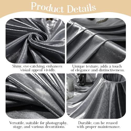 10x10ft Silver Black Backdrop Curtains Wedding Party Glitter Sequin Curtain Backdrop Fabric Shimmer Drapes Backdrop Bridal Shower Birthday Christmas Photoshoot Background Photography 5x10FT，2 Panels - color: Silver Black, size: 10ft X 10ft(2 Panels 5ft X