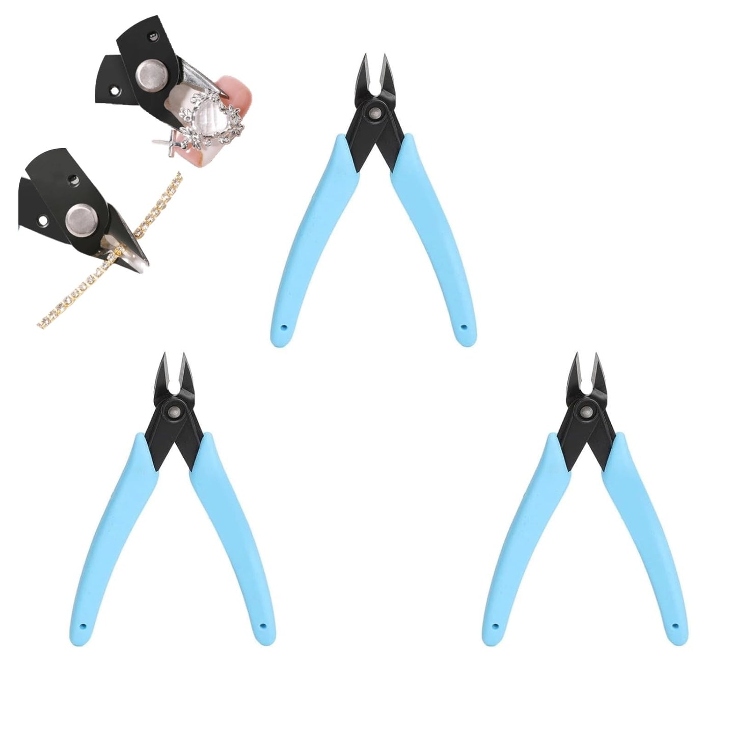 3 Pcs Rhinestone Remover Tool, Nail Art Decoration Remover Crystals Remove Cuticle Cutter Clipper Trimmer Scissors for Small Pieces,Salon and Home DIY Accessory for Manicure