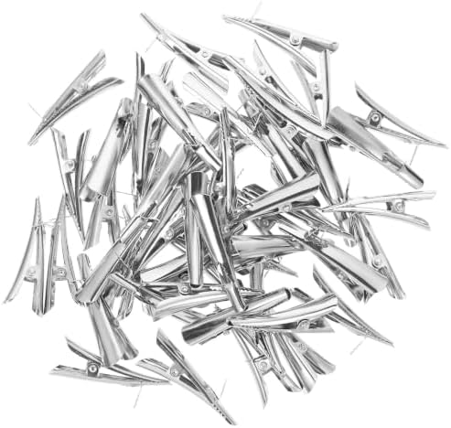 Vaguelly 50pcs Silver Stainless Steel Christmas Ornament Clips with Compact and Stable Design for DIY Wreath and Christmas Tree Decor, Lightweight Alligator Clamps for Hanging Ornaments