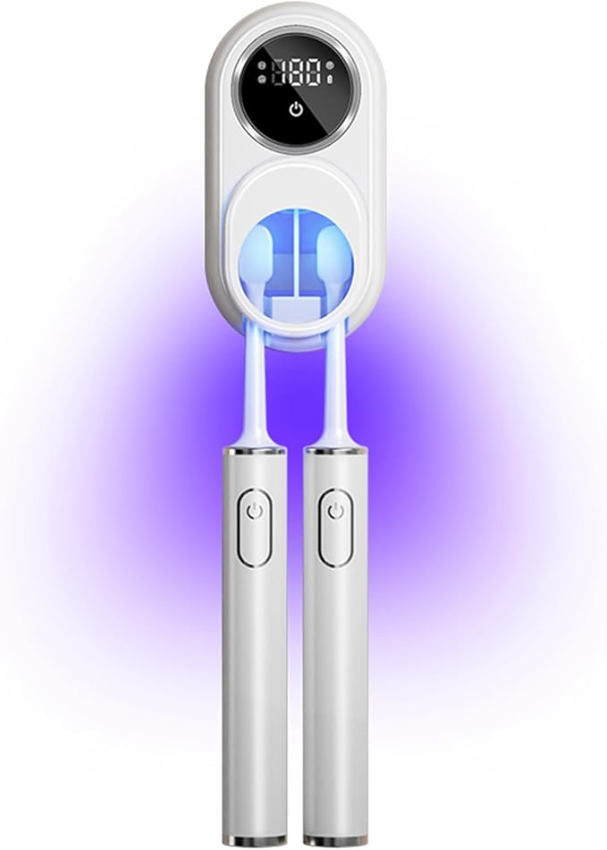 Toothbrush Cleaner & Toothbrush Holder, Cleaning and Air Drying, LED Smart Screen, Rechargeable Wall Mount Toothbrush Holder for Bathrooms
