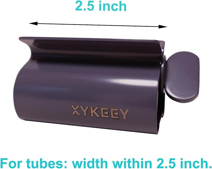 XYKEEY Toothpaste Tube Squeezer - Set of 2 Toothpaste Squeezer Rollers, Metal Toothpaste Tube Wringer Seat Holder Stand (Gray)