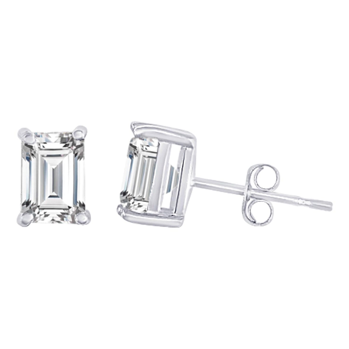 Platinum 0.5 Carat Emerald Shape LAB GROWN Diamond IGI Certified Stud Earrings for women 4 Prong Push Back (E/F Color VS2/SI1 CLARITY)