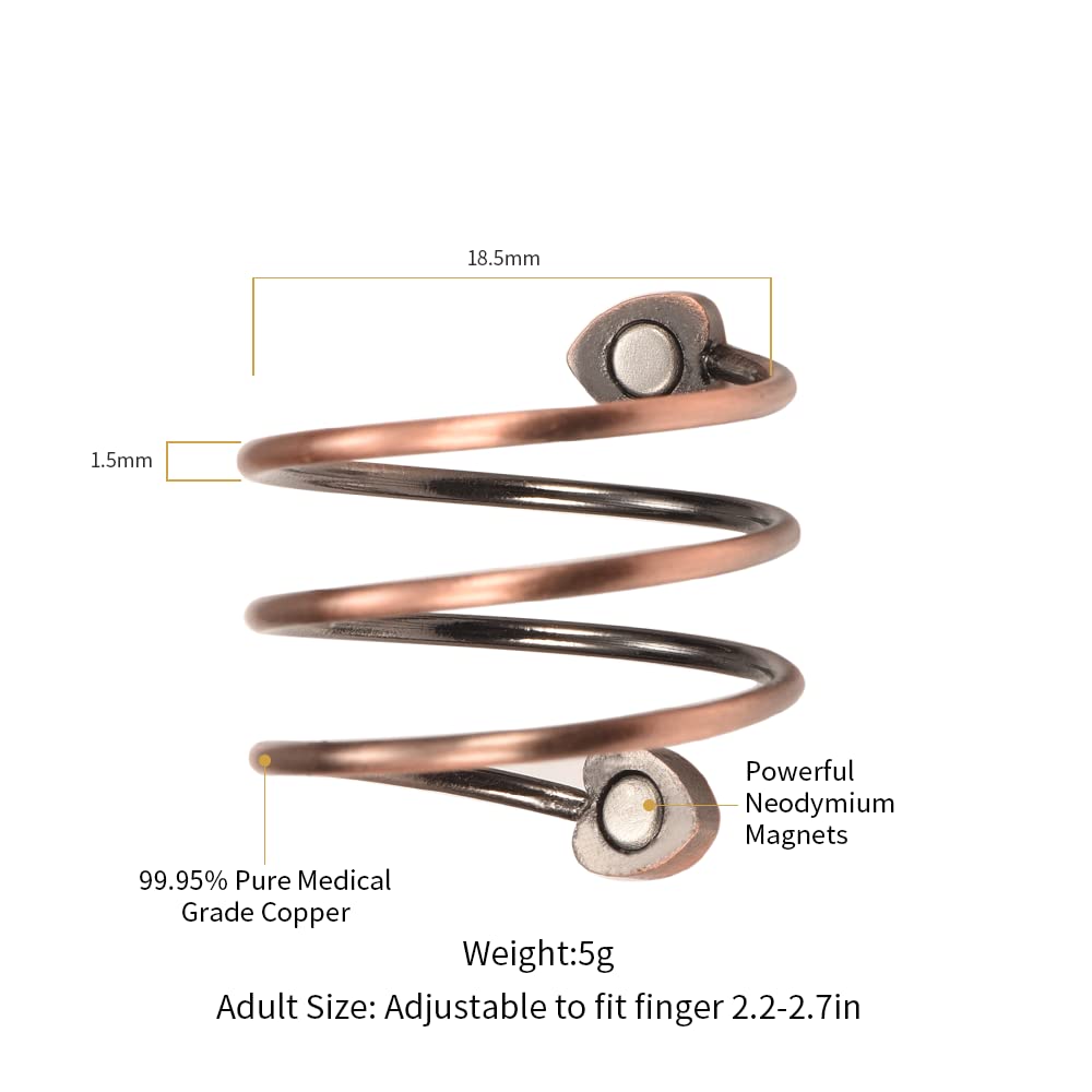 EnerMagiX Copper Heart-Shaped Magnetic Ring, 99% Pure Copper, Adjustable Size, Fashion Gift for Women