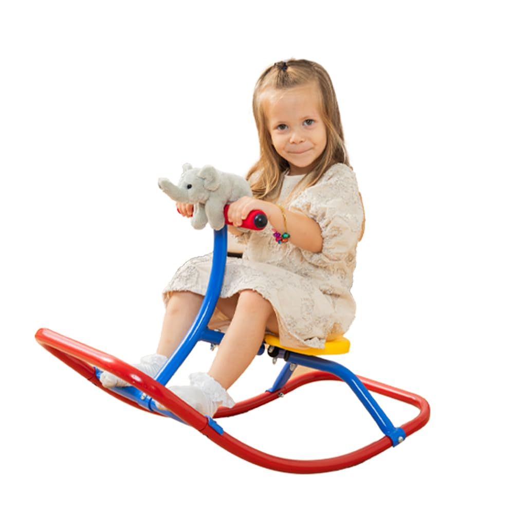 PLATPORTS Kids Indoor Single Rocking Seesaw, Safety-Stable Wide Base Rocker for Ages 3 4 5 6, Supports Balance, Coordination & Motor Skill Development