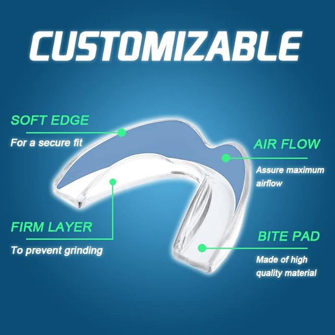 KOHEEL MG Moldable Mouth Guard for Teeth Grinding and Clenching, Perfect Fit Night Guard, Dental Guard for Bruxism Relief, 4 Count (2 Large & 2 Small)