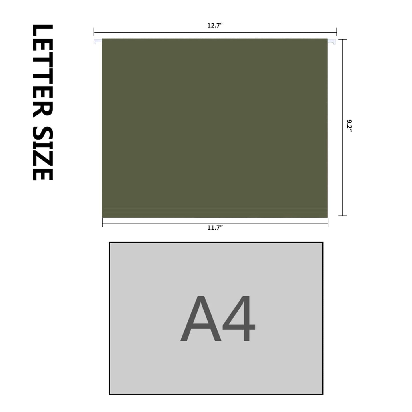 50pcs Green Hanging File Folders,Filing Cabinet, Letter Size with 1/5-Cut Adjustable Tab Durable, 50 pcs Per Box