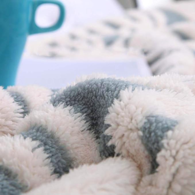 LOMAO Sherpa Fleece Blanket Fuzzy Soft Throw Blanket Dual Sided Blanket for Couch Sofa Bed (Light Blue, 60''x 80'')