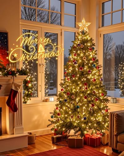 Brightown Lighted Star Christmas Tree Topper, 10 Bulbs Warm White