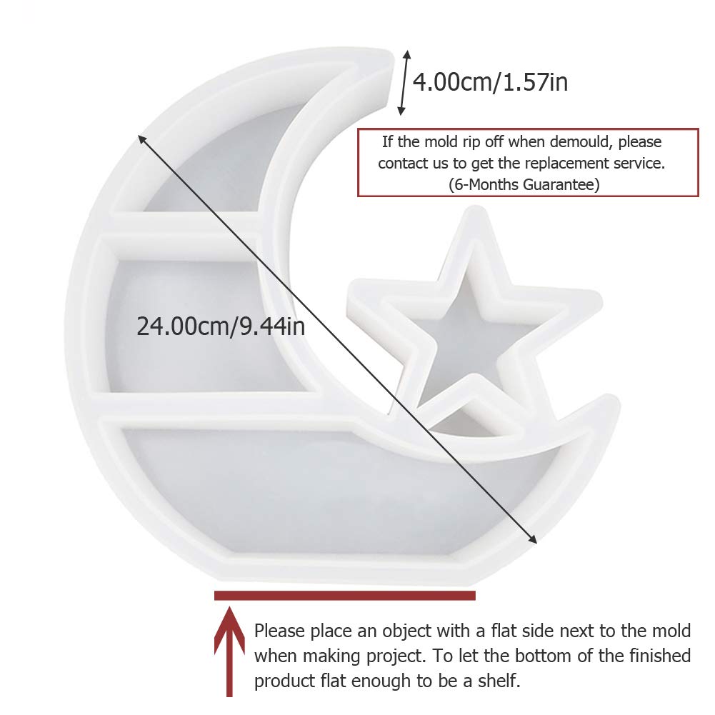 Moon Star Shelf Mold Silicone Crescent Display Stand Tray Epoxy Casting Mould DIY Jewelry Holder Storage Rack DIY Craft Home Decor