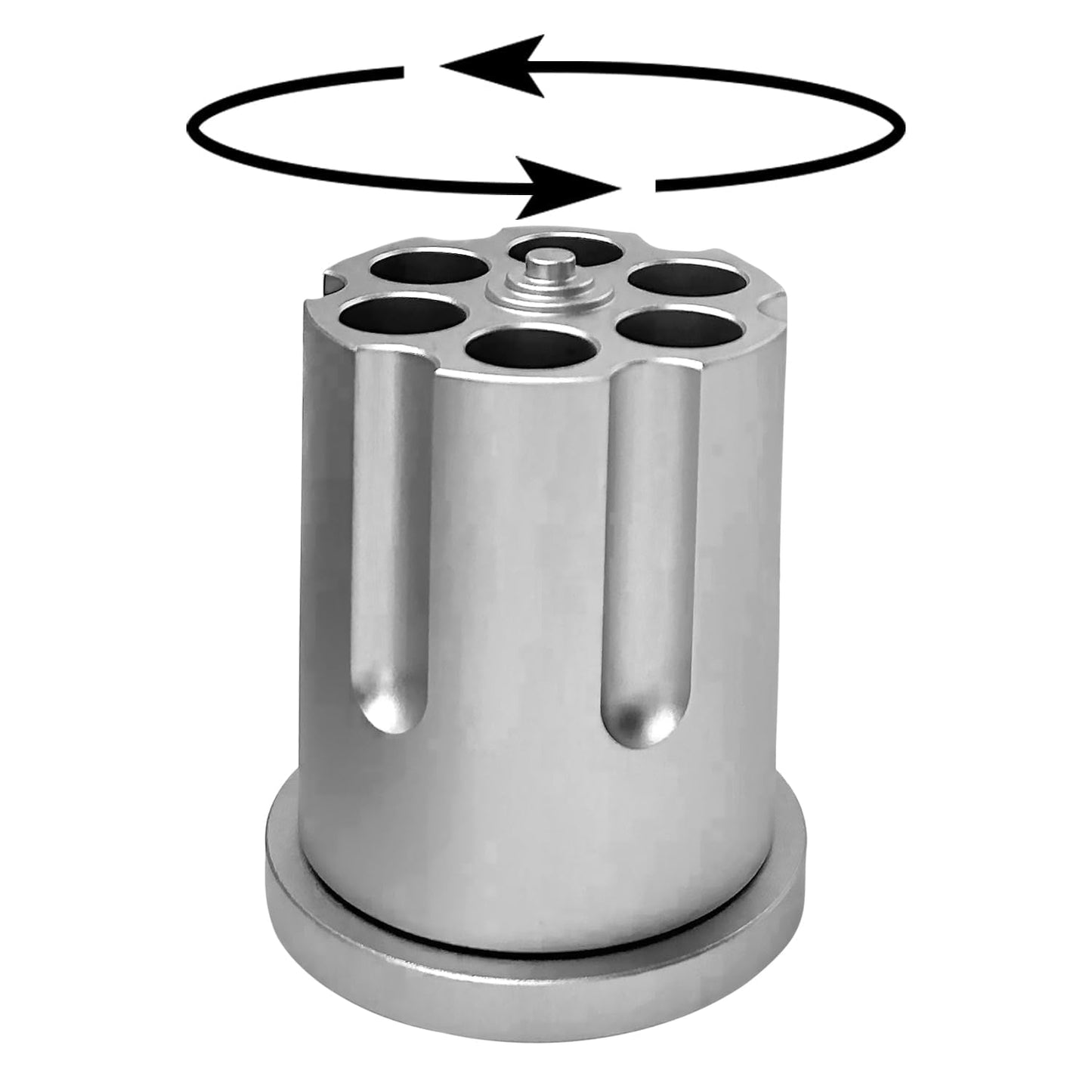 ZEIZOMZER Rotating Revolver Pen Holder, Aluminum Gun Cylinder Pencil Holders, Men Desktop Decor for Men's Birthday, Office Decoration