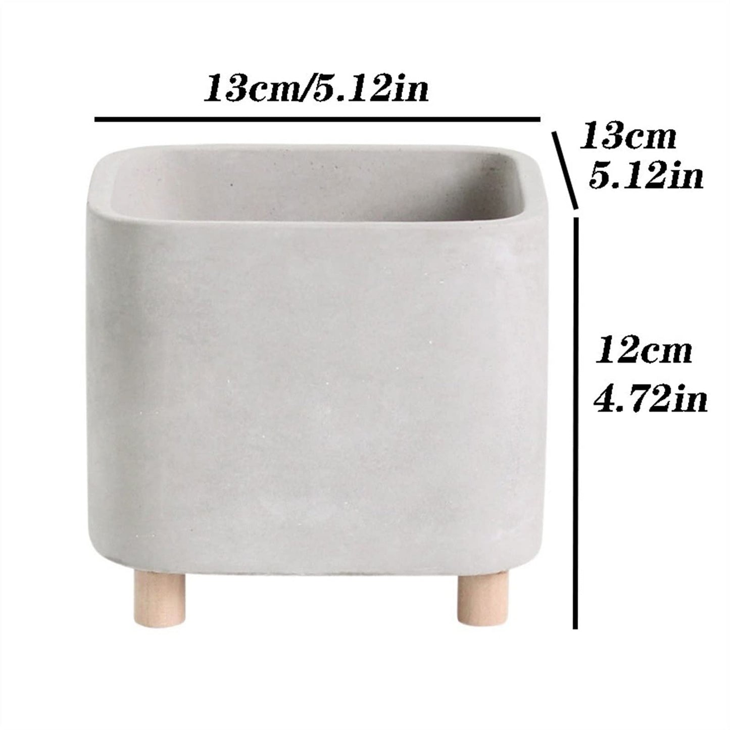 ENGENDER Flower Pot Simple Cement Flower Pot High-Footed Succulent Flower Pot Creative Desktop Green Plant Pot Small Potted Plant Planter (Color : Square)