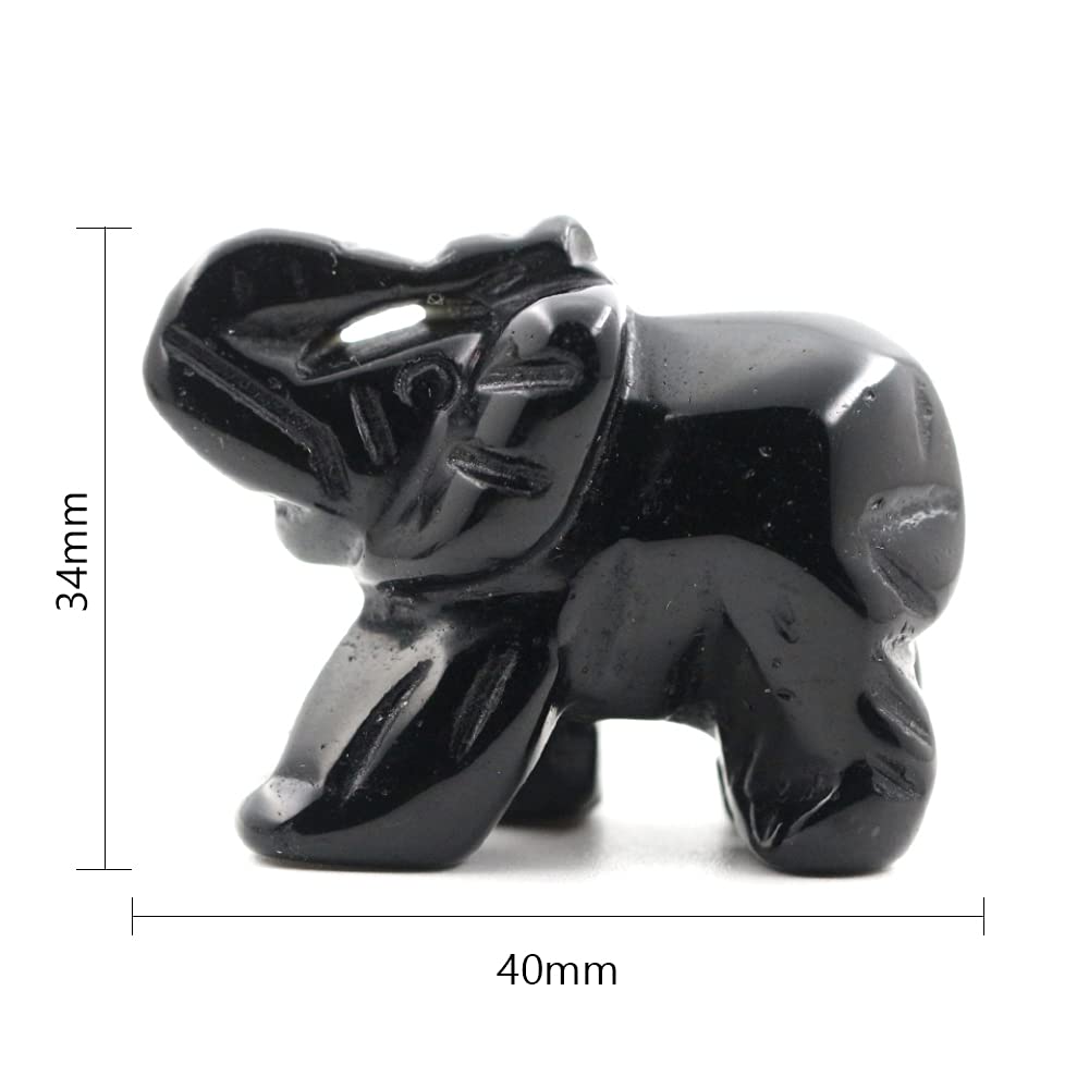 Ouubuuy Black Obsidian Crystal Elephant Pocket Guardian Figurine Elephant Statue 1.5 inch for Healing Reiki Spiritual Gift Cute Meditation Office Room Desk Decor