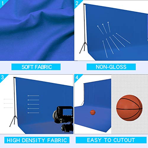 ISSUNTEX 5X7 ft Background Muslin Backdrop, Photo Studio, Collapsible High Density Screen for Video Photography and Television-Blue - color: Blue, size: 5X7 ft
