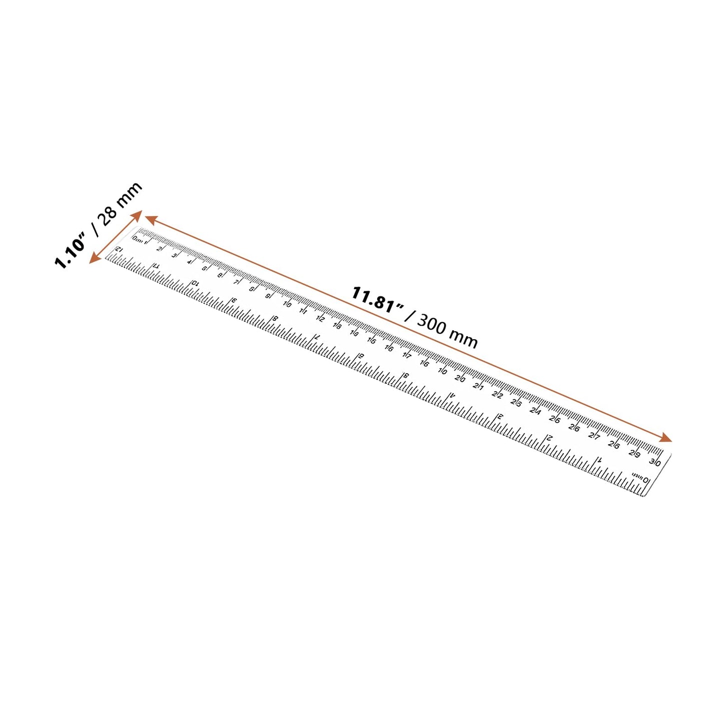 LEXININ Plastic Ruler, 12 Inch Clear Transparent Metric Straight Edge, 100 Pack