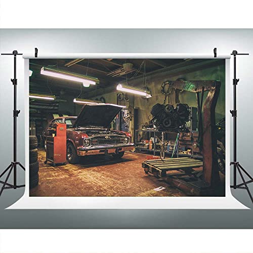 Old Garage Backdrops for Photography 10X7FT Car Repair Backgrounds Themed Party Photo Booth Studio Props BJMYLU42 - size: vinyl-10x7ft