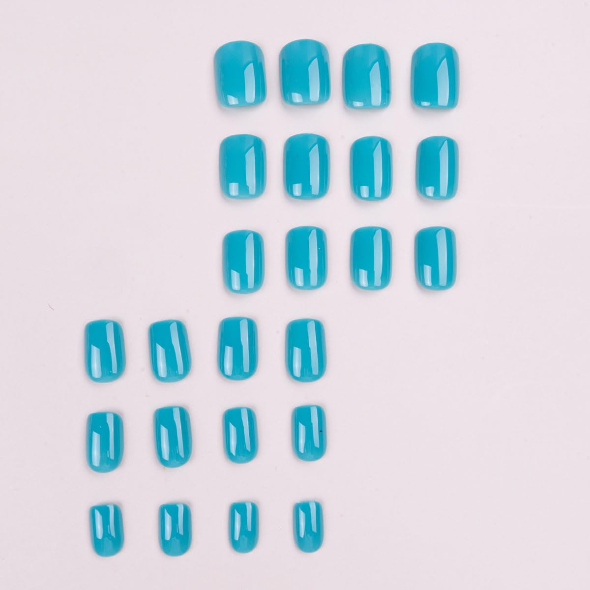 Light Blue Press on Nails Short Square Fake Nails Solid Color Acrylic Stick on Nails Glossy Artificial Nail Full Cover Glue on False Nails for Women Manicure 24Pcs